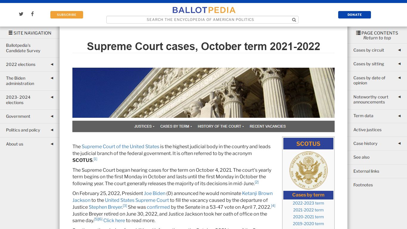 Supreme Court cases, October term 2021-2022 - Ballotpedia