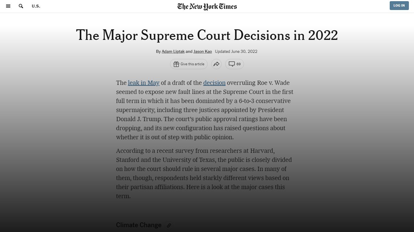 The Major Supreme Court Decisions in 2022 - The New York Times